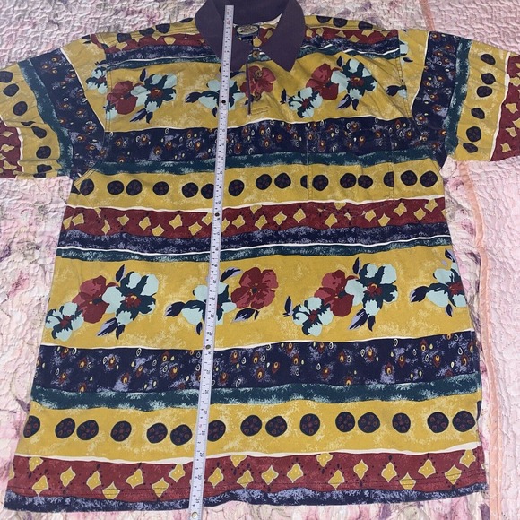 Tommy Bahama Polo Shirt Men Size Large Floral Print Short Sleeve Hawaiian - Picture 5 of 10